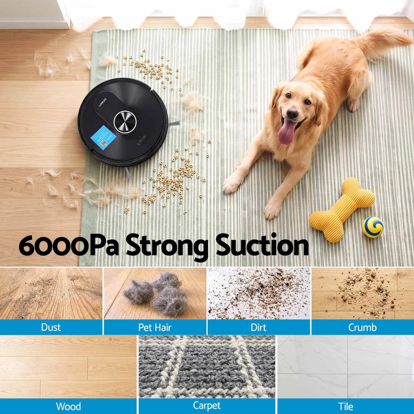 DEVANTI Robot Vacuum and Mop, APP Control 6000Pa LDS Laser 3-in-1 Cleaning - Image 4