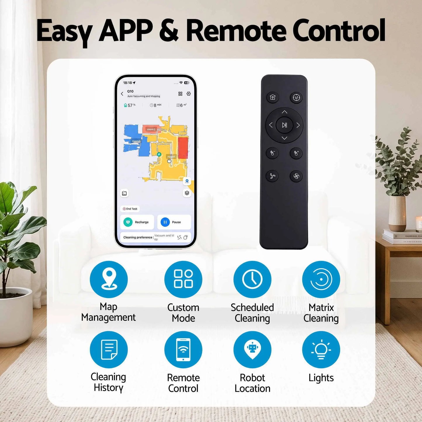 DEVANTI Robot Vacuum and Mop, APP Control 6000Pa LDS Laser 3-in-1 Cleaning - Image 8
