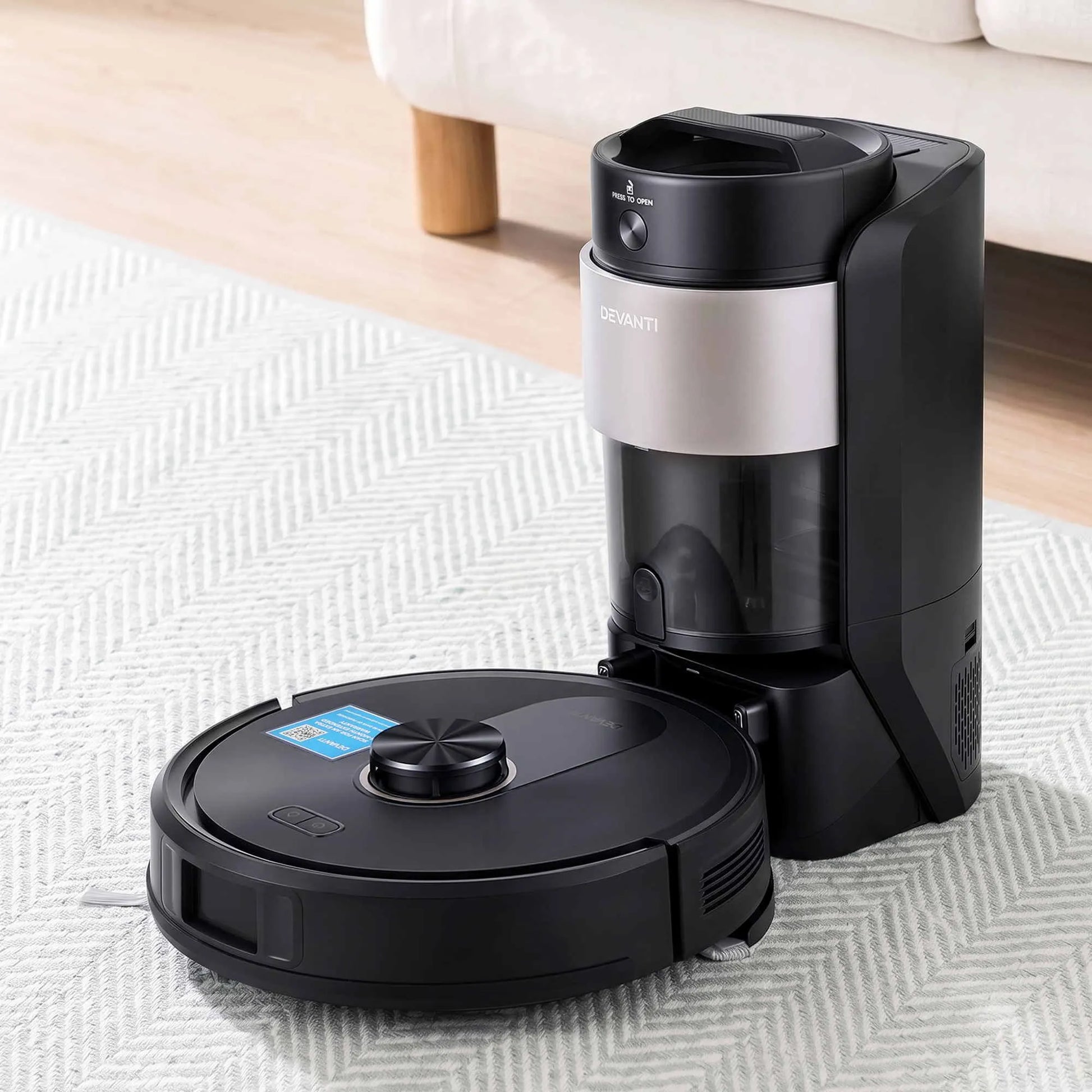 DEVANTI Robot Vacuum and Mop, Self-Empty APP Control 6000Pa LDS Laser 3in1