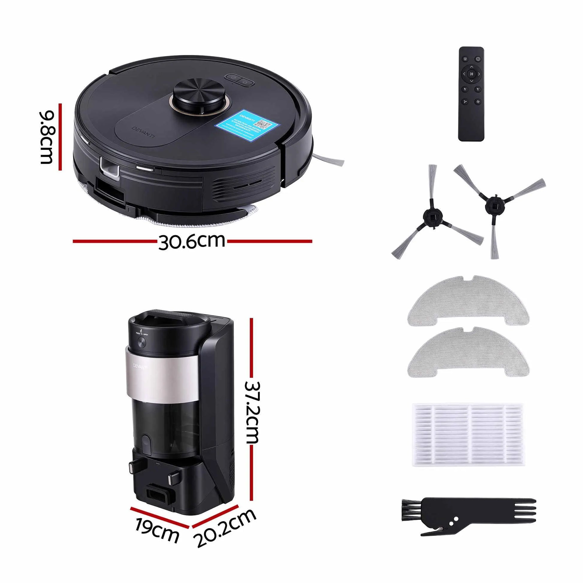 DEVANTI Robot Vacuum and Mop, Self-Empty APP Control 6000Pa LDS Laser 3in1 - Image 2
