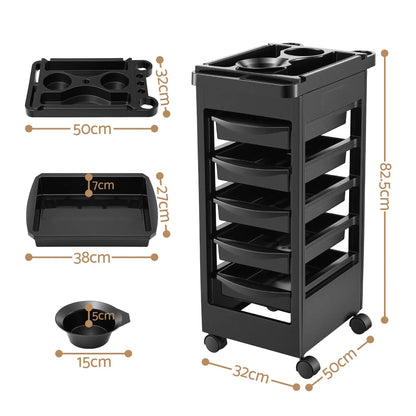 Embellir 6-Tier Salon Trolley Cart on Wheels Barber Mobile Hairdressing Cart - Image 2