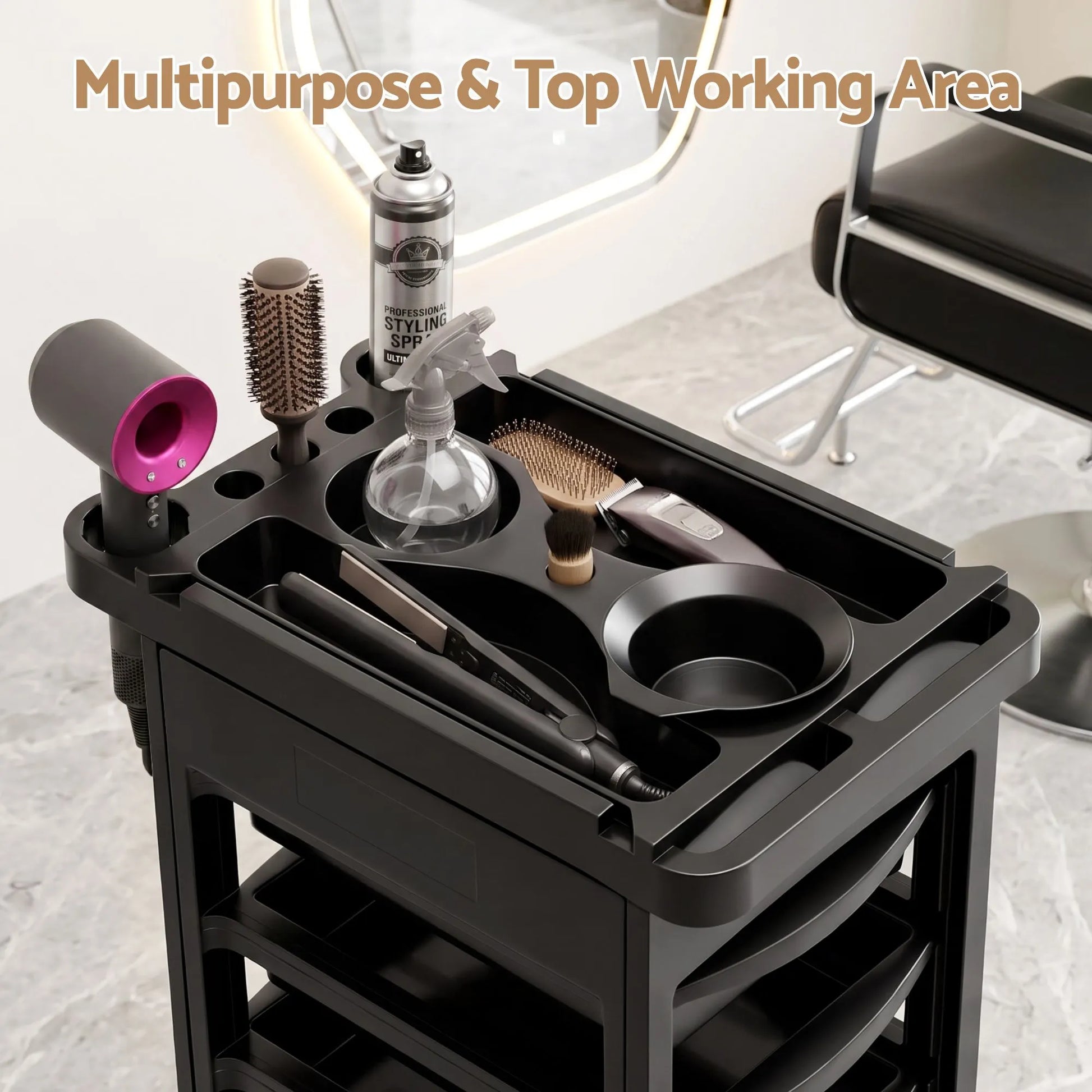Embellir 6-Tier Salon Trolley Cart on Wheels Barber Mobile Hairdressing Cart - Image 4