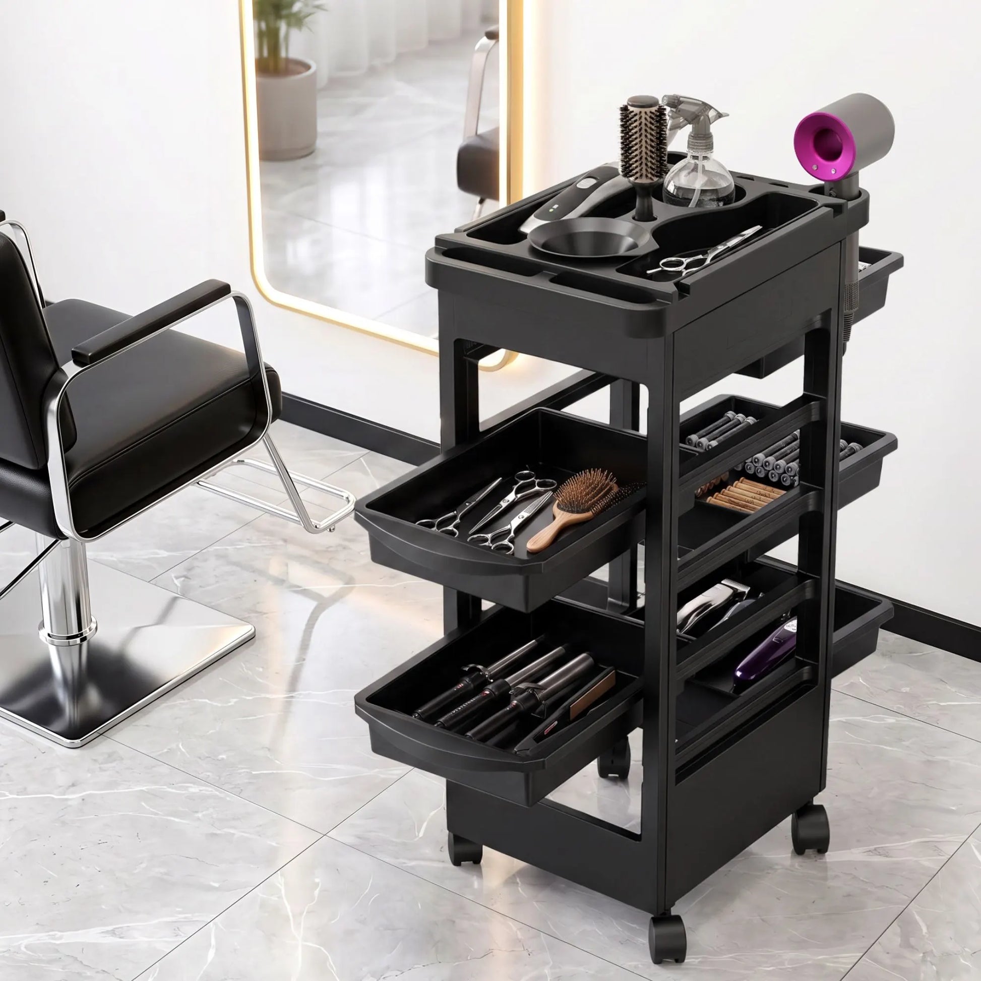 Embellir 6-Tier Salon Trolley Cart on Wheels Barber Mobile Hairdressing Cart - Image 7