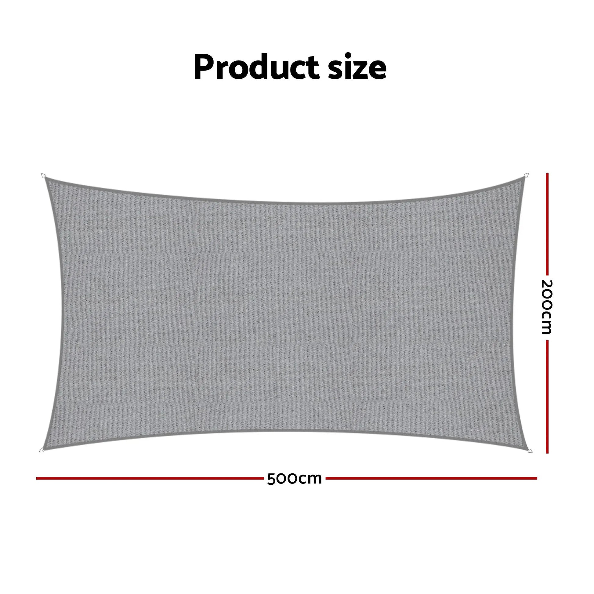 Instahut Sun Shade Sail Cloth 98% UV Block Outdoor Canopy Rectangle 2X5M Grey - Image 2