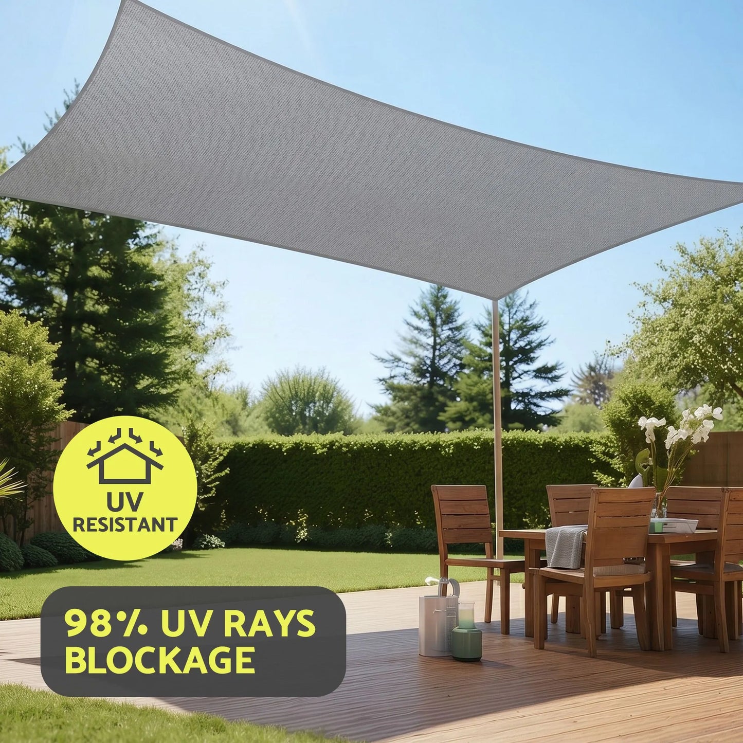 Instahut Sun Shade Sail Cloth 98% UV Block Outdoor Canopy Rectangle 2X5M Grey - Image 5