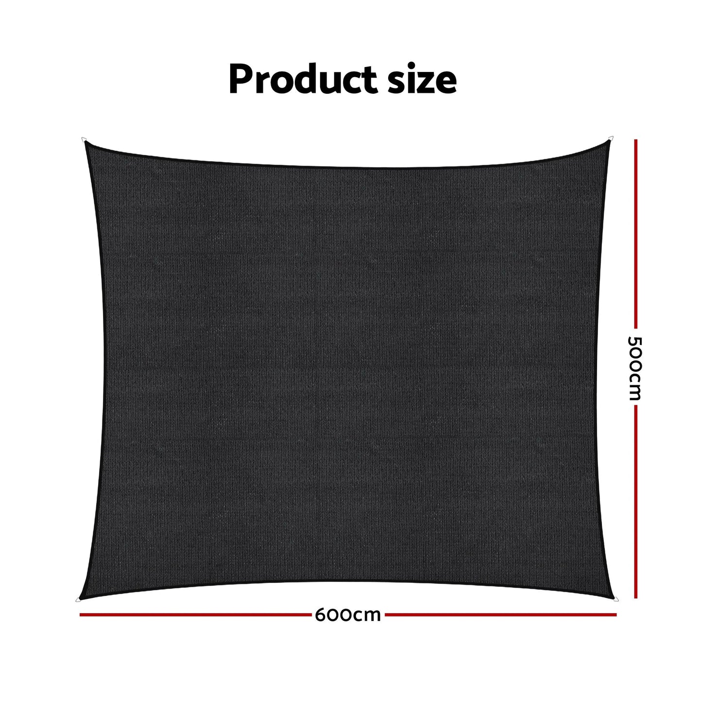 Instahut Sun Shade Sail Cloth 98% UV Block Outdoor Canopy Rectangle 5X6M Black - Image 2