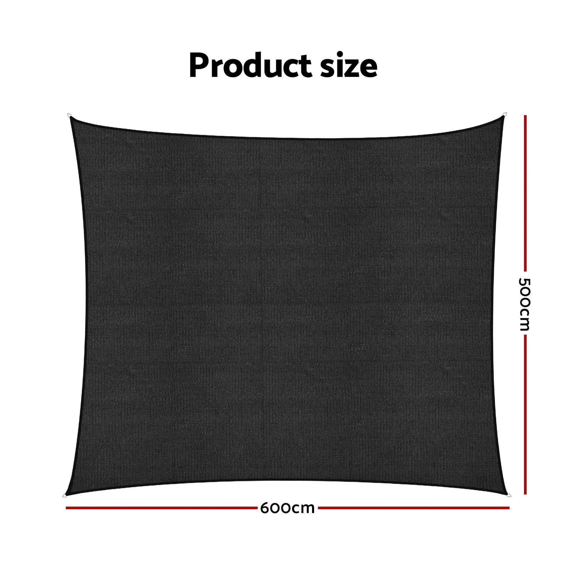 Instahut Sun Shade Sail Cloth 98% UV Block Outdoor Canopy Rectangle 5X6M Black - Image 2
