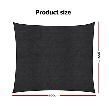 Instahut Sun Shade Sail Cloth 98% UV Block Outdoor Canopy Rectangle 5X6M Black - Image 2