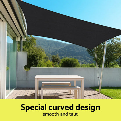 Instahut Sun Shade Sail Cloth 98% UV Block Outdoor Canopy Rectangle 5X6M Black - Image 7