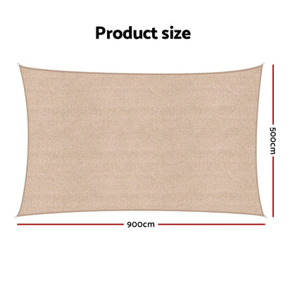 Instahut Sun Shade Sail Cloth 98% UV Block Outdoor Canopy Rectangle 5X9M Beige - Image 2