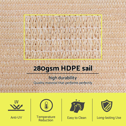 Instahut Sun Shade Sail Cloth 98% UV Block Outdoor Canopy Rectangle 5X9M Beige - Image 4