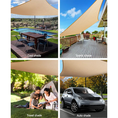 Instahut Shade Sail 3x6m Rectangle 185GSM 95% Sand Shade Cloth - Image 4