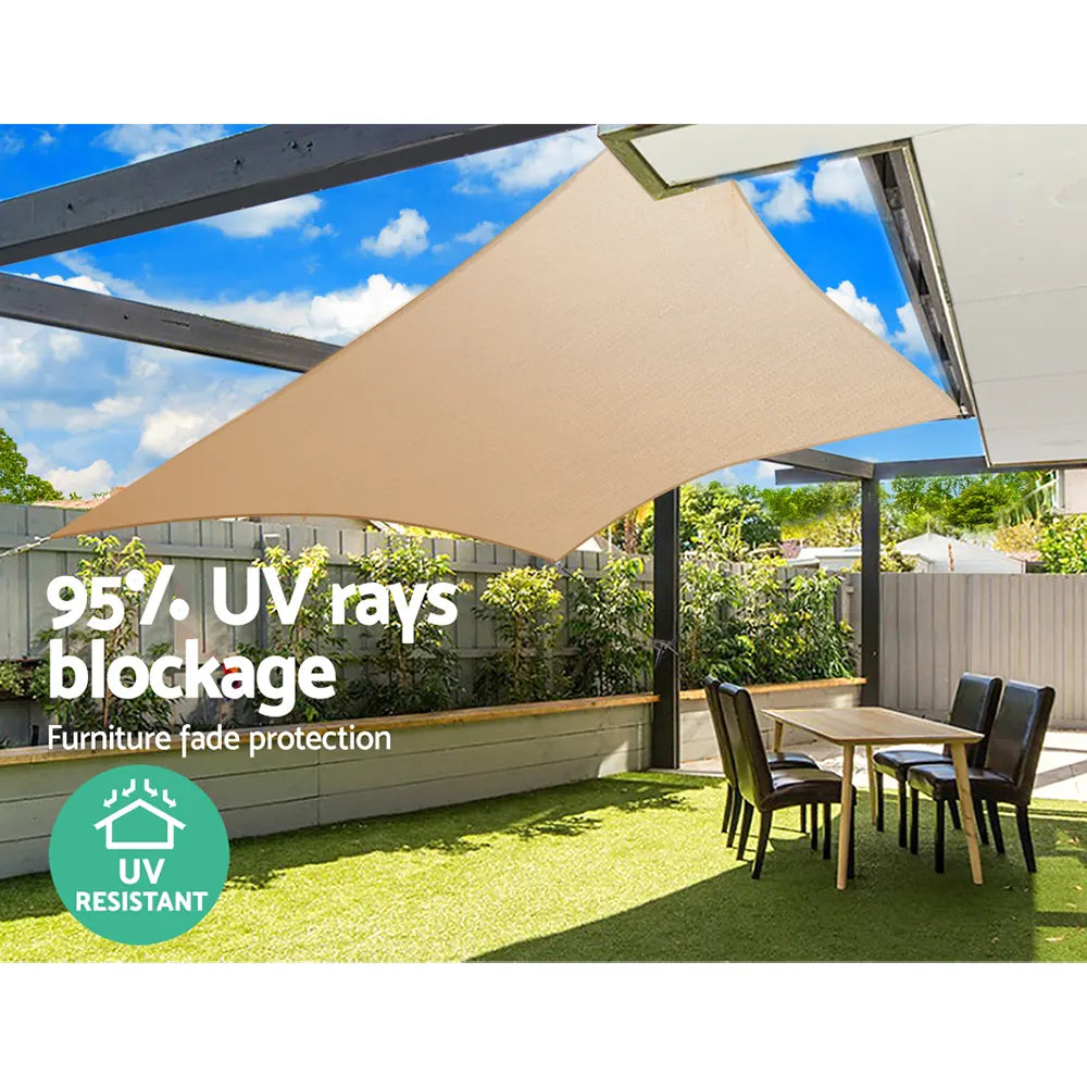 Instahut Shade Sail 3x6m Rectangle 185GSM 95% Sand Shade Cloth - Image 5