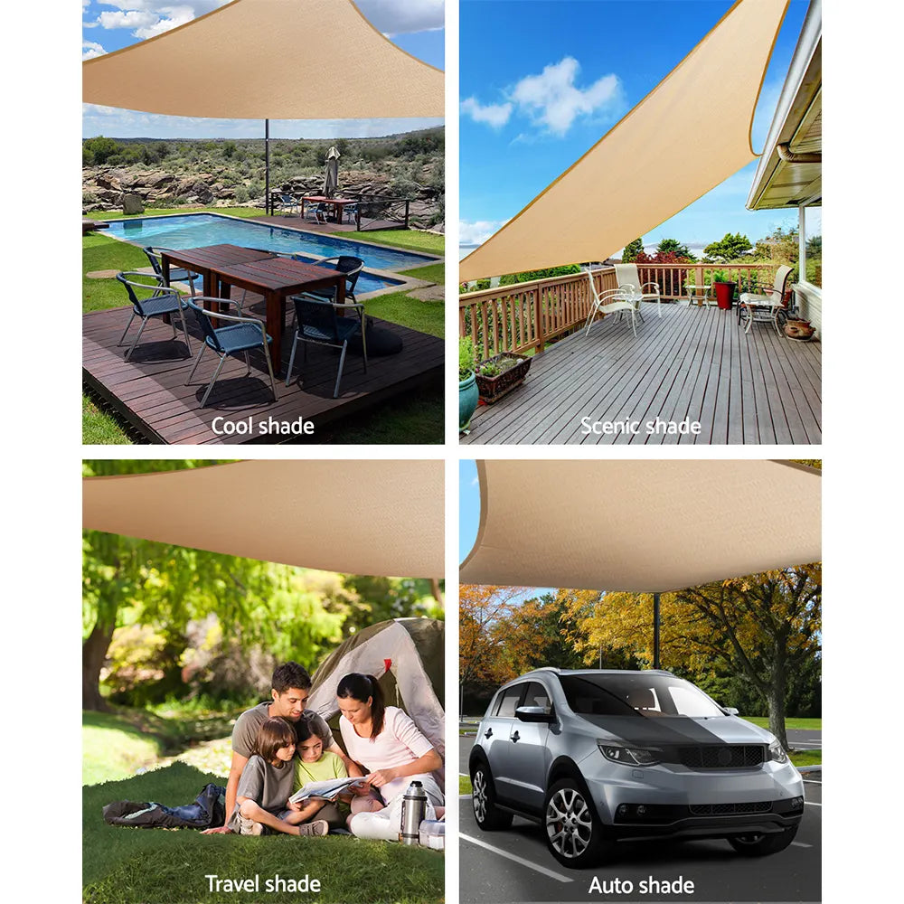 Instahut Shade Sail 5x6m Rectangle 280GSM 98% Sand Shade Cloth - Image 4