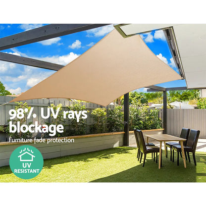 Instahut Shade Sail 5x6m Rectangle 280GSM 98% Sand Shade Cloth - Image 6