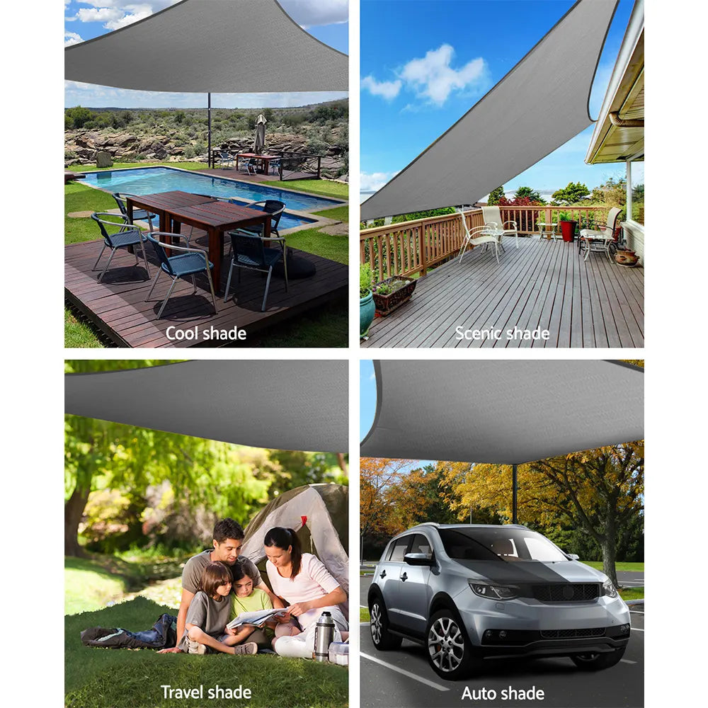 Instahut Shade Sail 6x8m Rectangle 280GSM 98% Grey Shade Cloth - Image 4