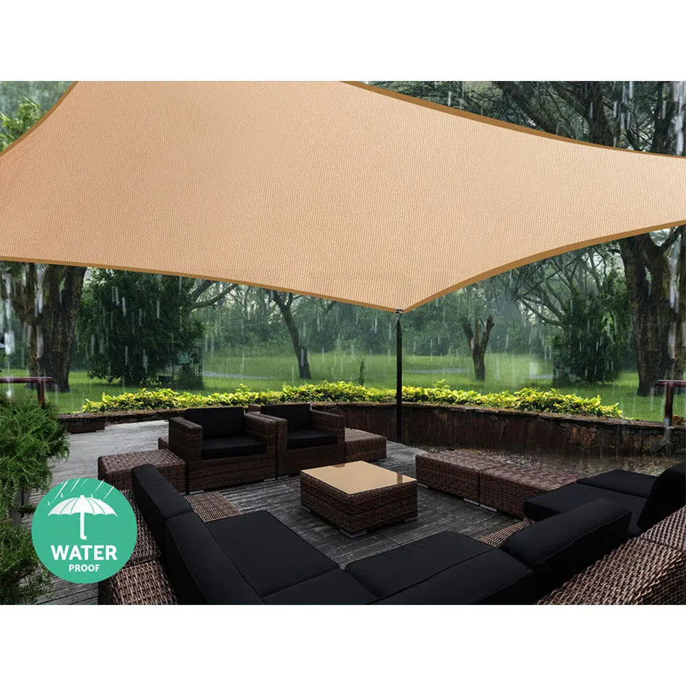 Instahut Waterproof Shade Sail 2x4m Rectangle Sand 95% Shade Cloth - Image 5