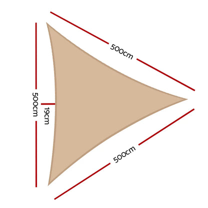 Instahut Waterproof Shade Sail 5x5x5m Rectangle Sand 95% Shade Cloth - Image 2