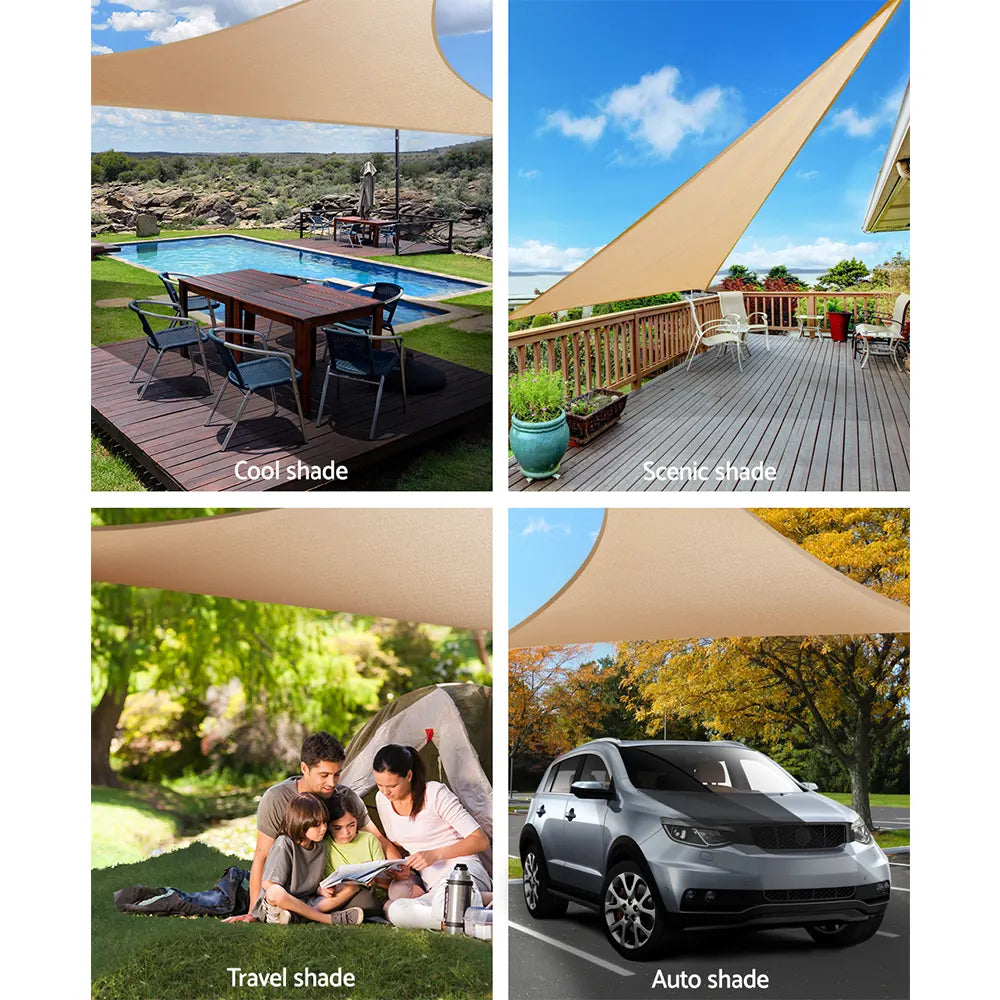 Instahut Waterproof Shade Sail 5x5x5m Rectangle Sand 95% Shade Cloth - Image 4