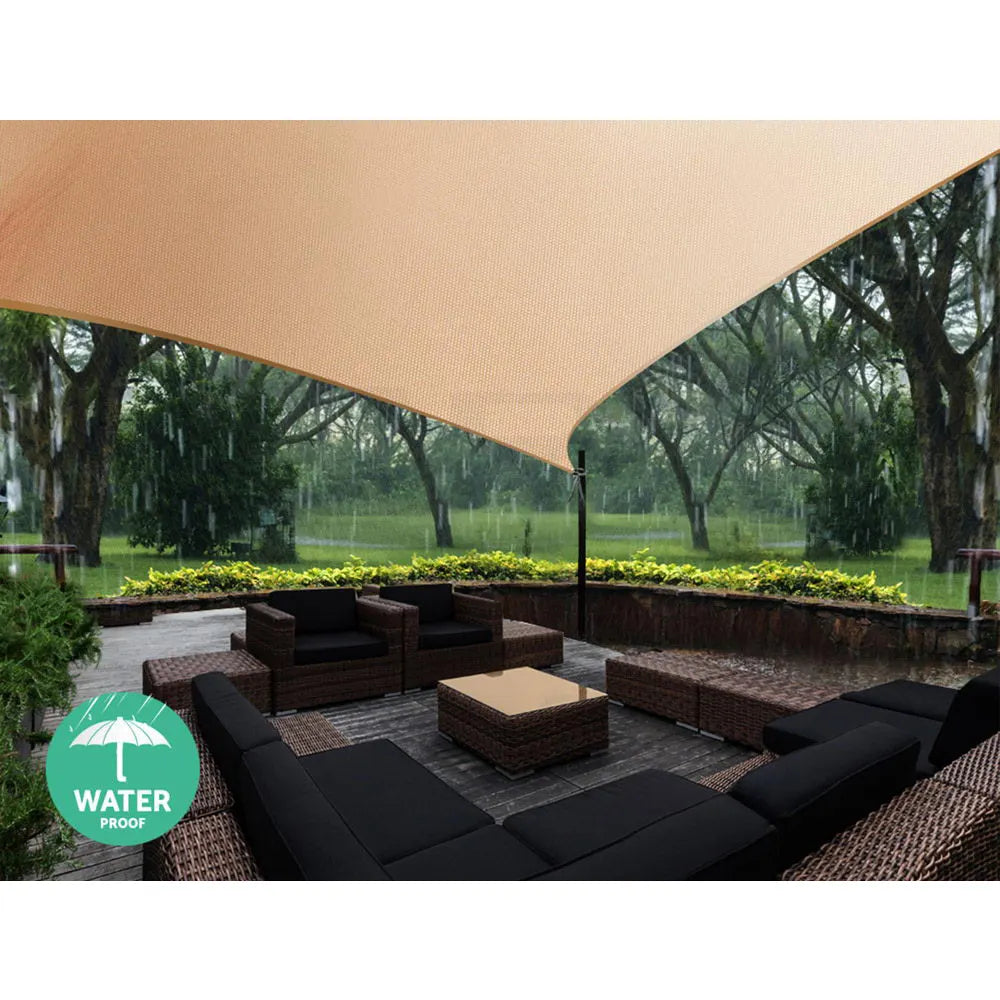 Instahut Waterproof Shade Sail 5x5x5m Rectangle Sand 95% Shade Cloth - Image 5