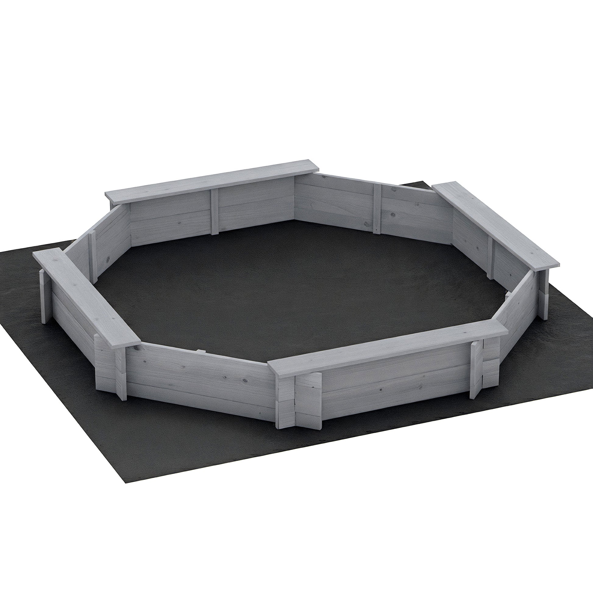 Keezi Kids Sandpit Wooden Round Sand Pit with Cover Bench Seat Beach Toys 182cm Grey - Image 8