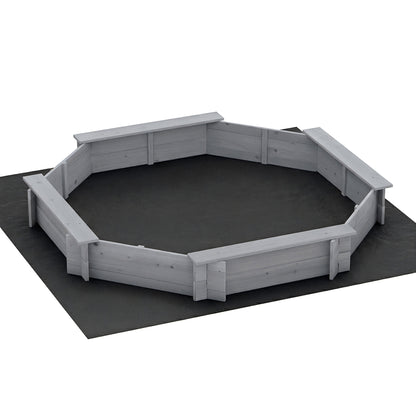 Keezi Kids Sandpit Wooden Round Sand Pit with Cover Bench Seat Beach Toys 182cm Grey - Image 8