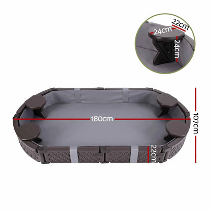 Keezi Kids Sandpit Toys Outdoor Sandbox Oval Sand Pit 4 Seats Grey Cover - Image 2