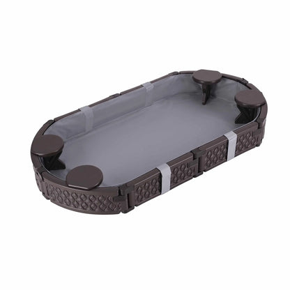Keezi Kids Sandpit Toys Outdoor Sandbox Oval Sand Pit 4 Seats Grey Cover - Image 3