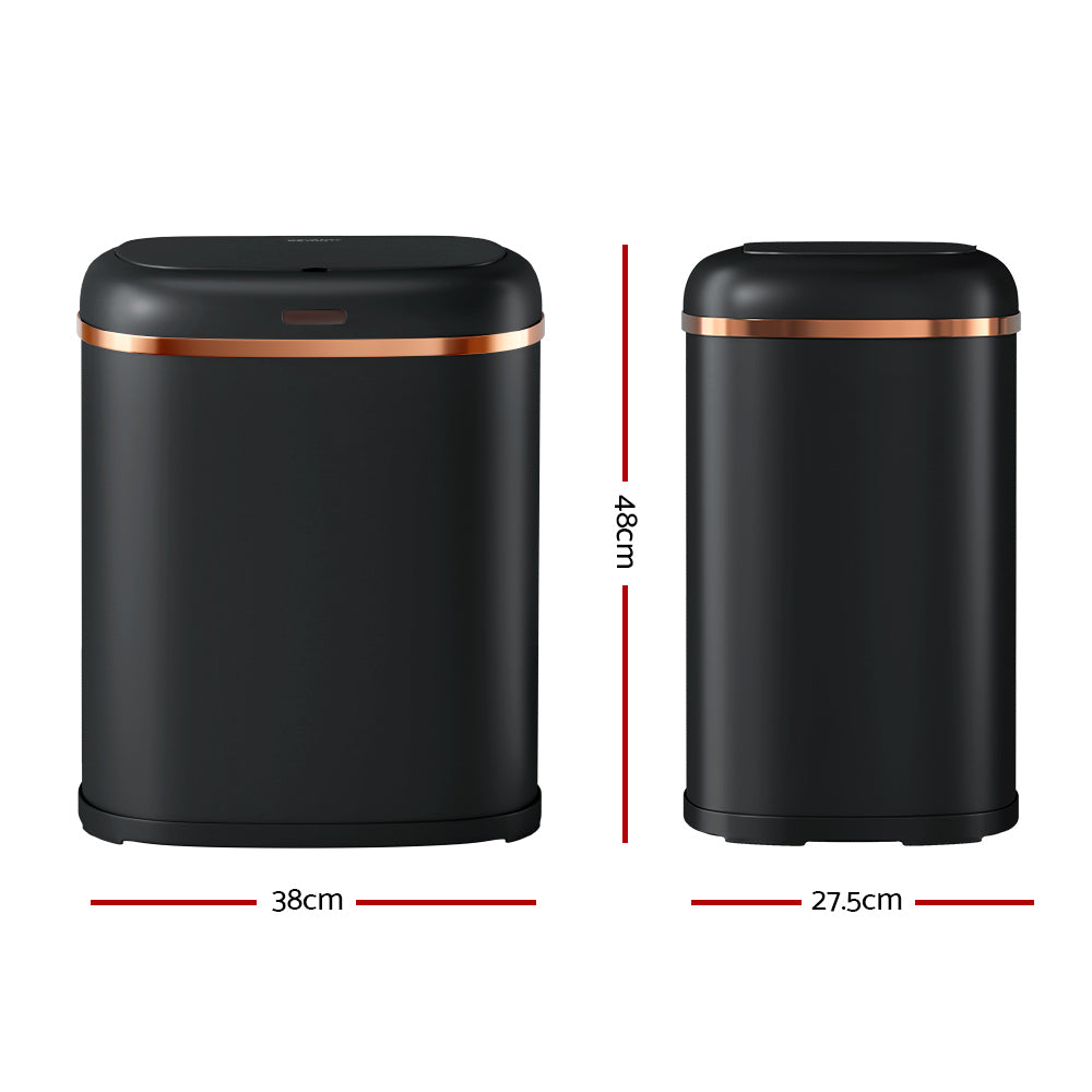 Devanti 38L Motion Sensor Bin Rubbish Automatic Black - Image 2