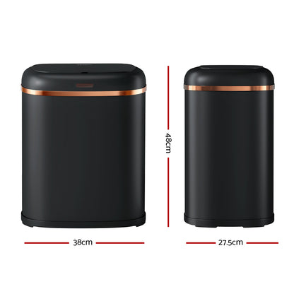 Devanti 38L Motion Sensor Bin Rubbish Automatic Black - Image 2