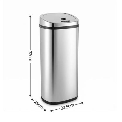 Devanti 50L Motion Sensor Bin Rubbish Automatic Silver - Image 3