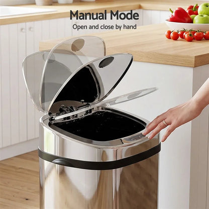 Devanti 50L Motion Sensor Bin Rubbish Automatic Silver - Image 7