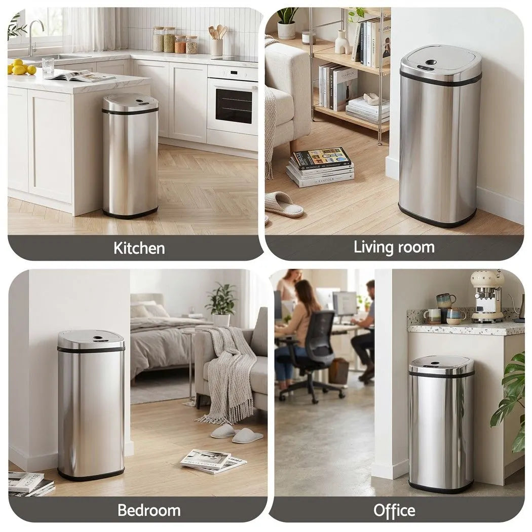 Devanti 50L Motion Sensor Bin Rubbish Automatic Silver - Image 9