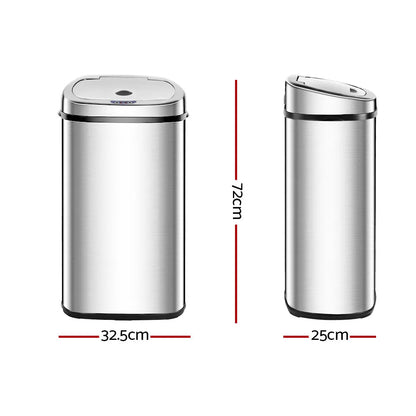 Devanti 50L Motion Sensor Bin Rubbish Automatic Silver - Image 2