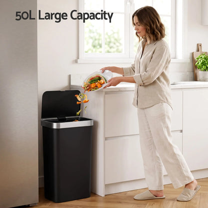 Devanti 50L Motion Sensor Trash Bin Automatic Kitchen Waste Dustbin Black - Image 5