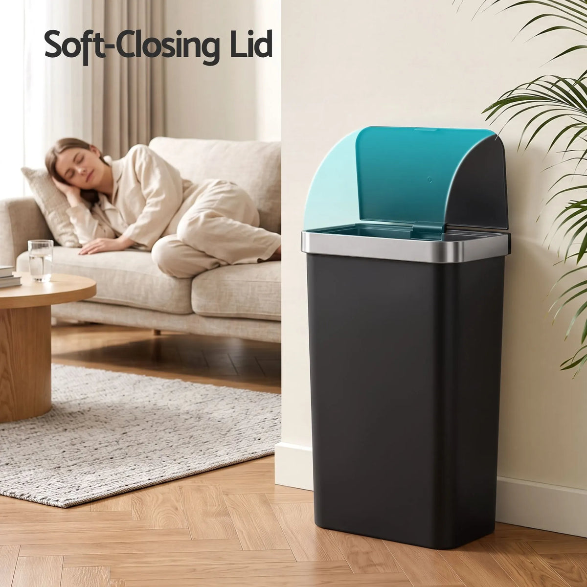 Devanti 50L Motion Sensor Trash Bin Automatic Kitchen Waste Dustbin Black - Image 9