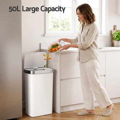 Devanti 50L Motion Sensor Trash Bin Automatic Kitchen Waste Dustbin White - Image 5