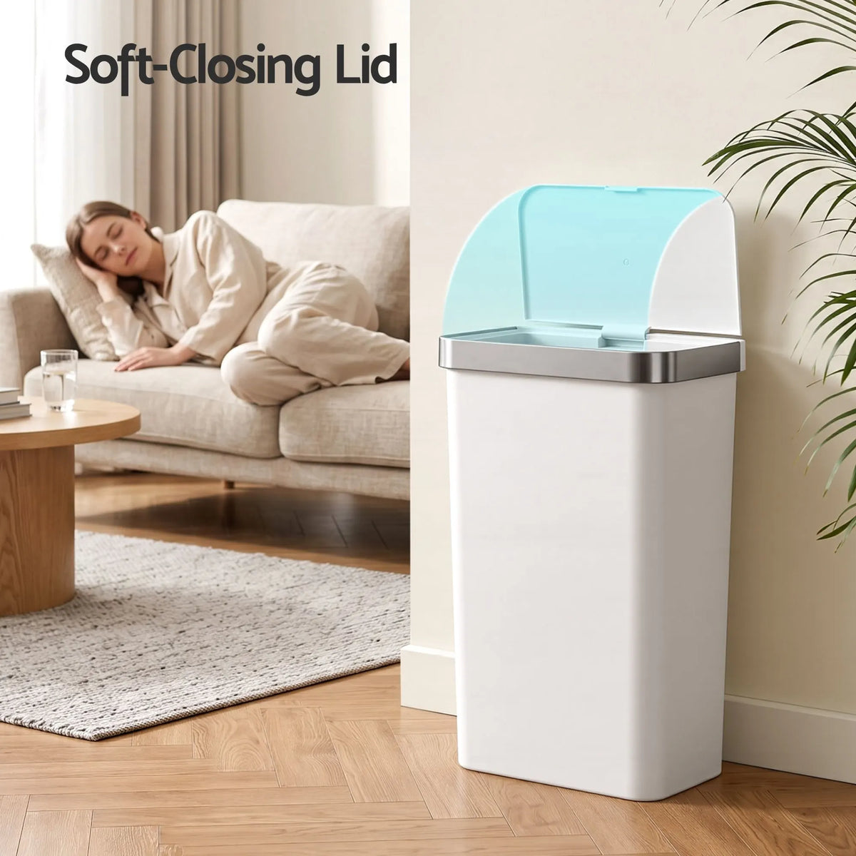 Devanti 50L Motion Sensor Trash Bin Automatic Kitchen Waste Dustbin White - Image 9
