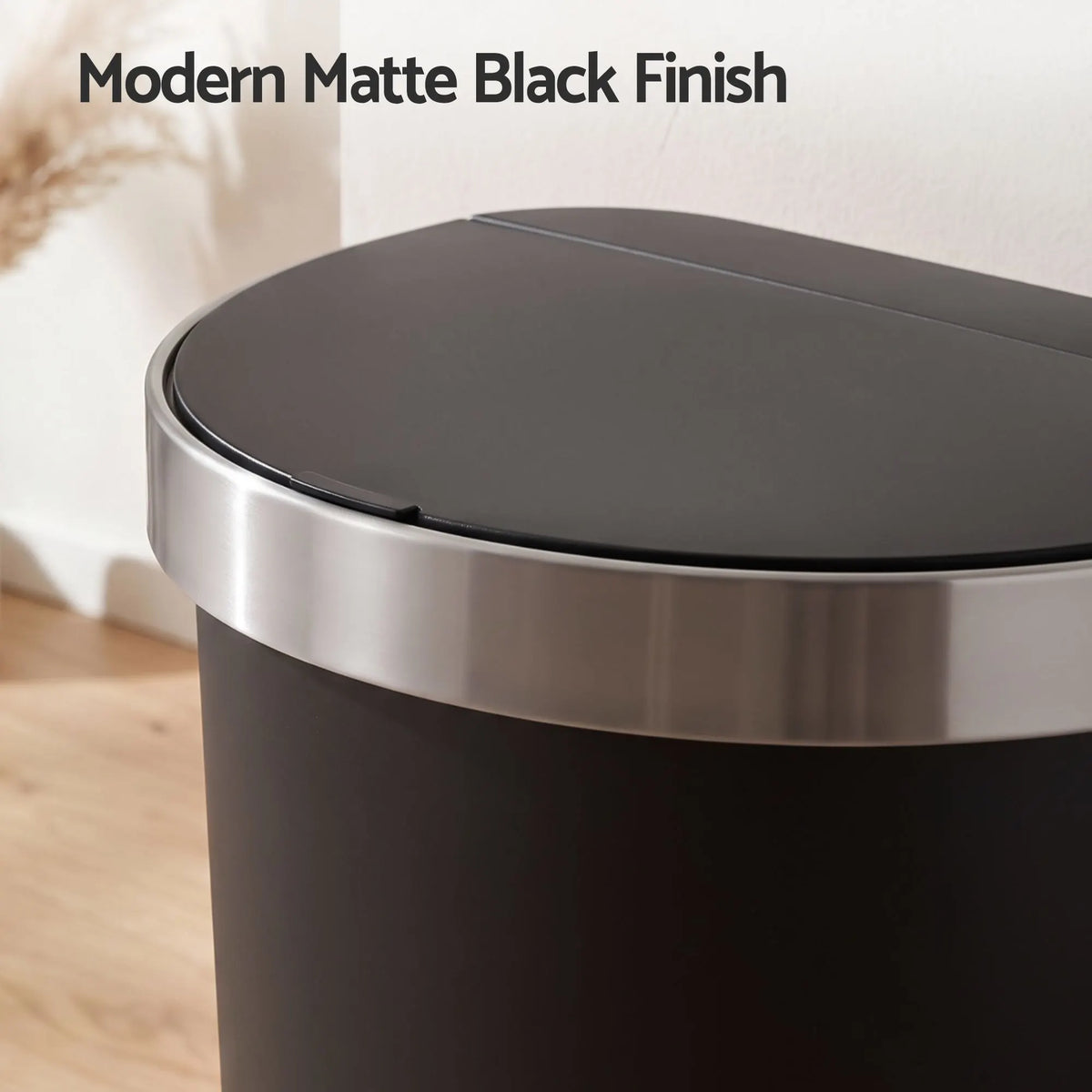 Devanti 50L Sensor Bin D-Shape Trash Can Kitchen Smart Rubbish Bin Black - Image 7
