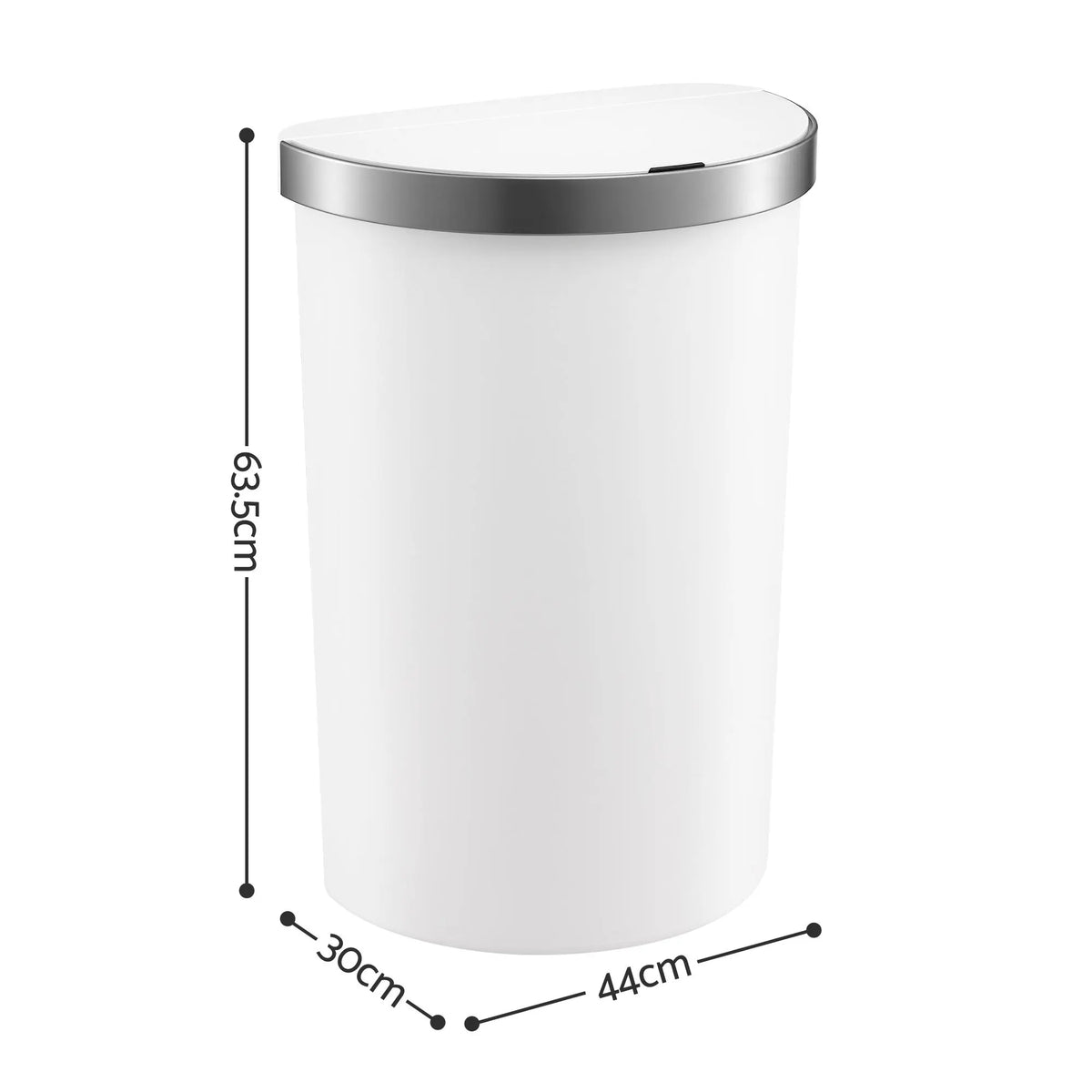Devanti 50L Motion Sensor Bins Trash Can Kitchen Smart Rubbish Bin D-shape design White - Image 3