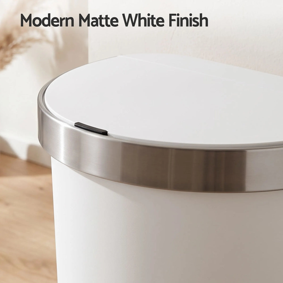 Devanti 50L Motion Sensor Bins Trash Can Kitchen Smart Rubbish Bin D-shape design White - Image 7