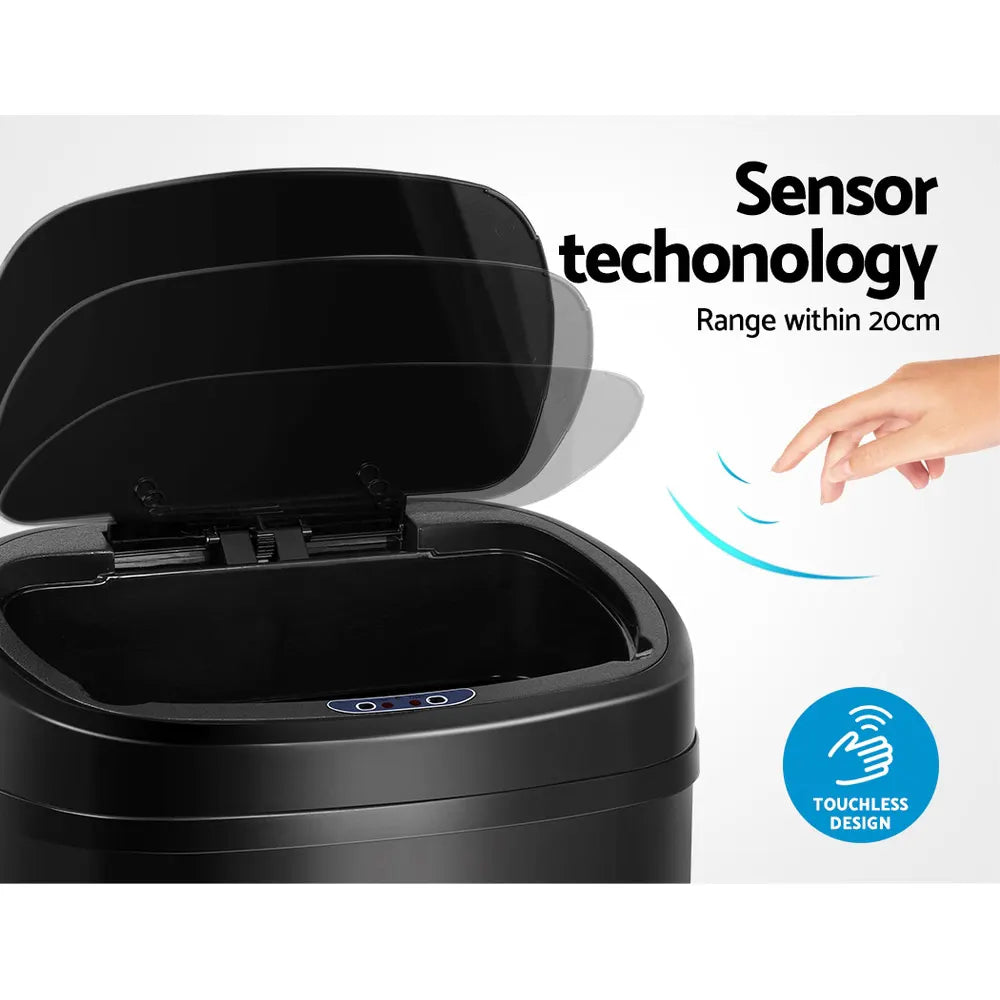 Devanti 68L Motion Sensor Bin Rubbish Automatic Black - Image 3