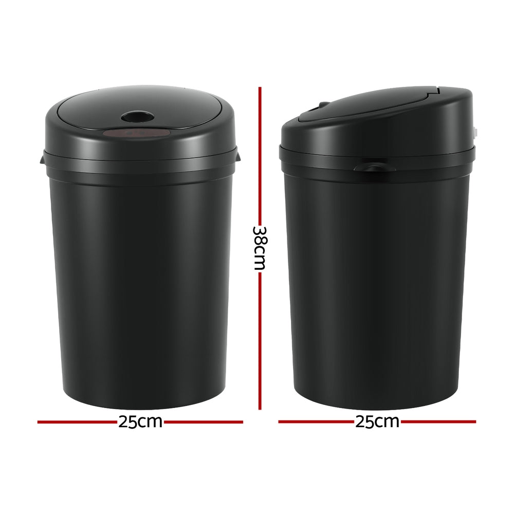 Devanti Sensor Bin Motion Rubbish Bins Kitchen Automatic Trash Can Black 9L - Image 2