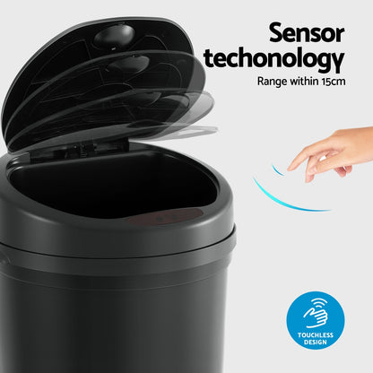 Devanti Sensor Bin Motion Rubbish Bins Kitchen Automatic Trash Can Black 9L - Image 4