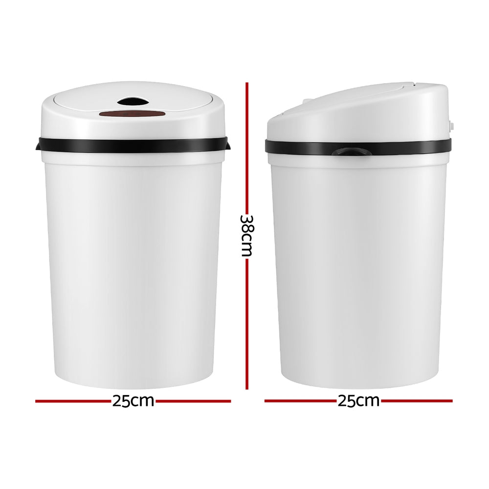 Devanti Sensor Bin Motion Rubbish Bins Kitchen Automatic Trash Can White 9L - Image 2