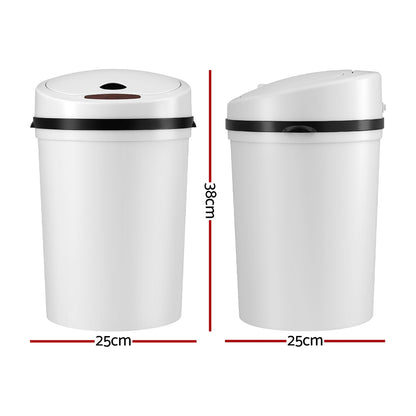Devanti Sensor Bin Motion Rubbish Bins Kitchen Automatic Trash Can White 9L - Image 2
