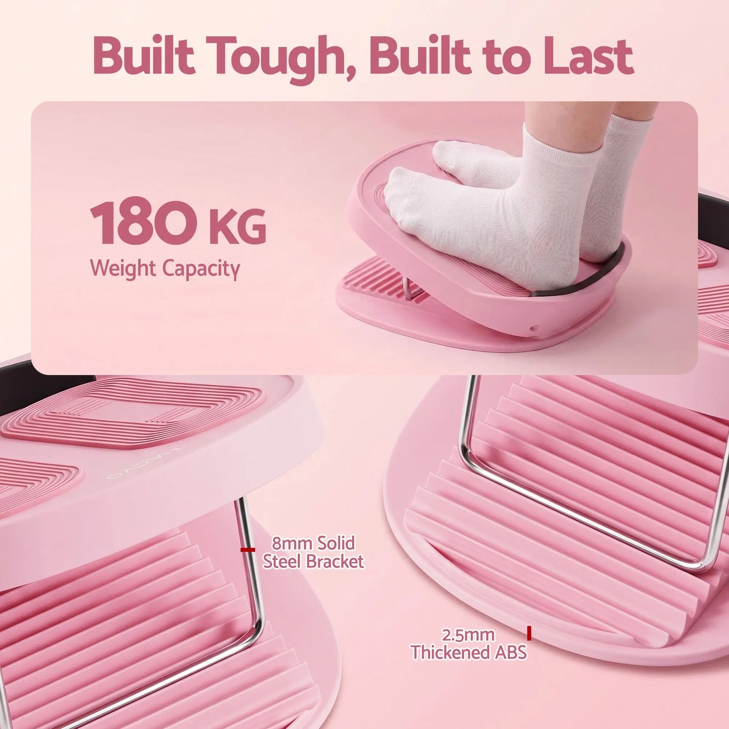 Everfit Slant Board, Balance Board, 14-Level Adjustable Incline Calf Stretcher for Stretching, Squats and Home Fitness Pink - Image 7