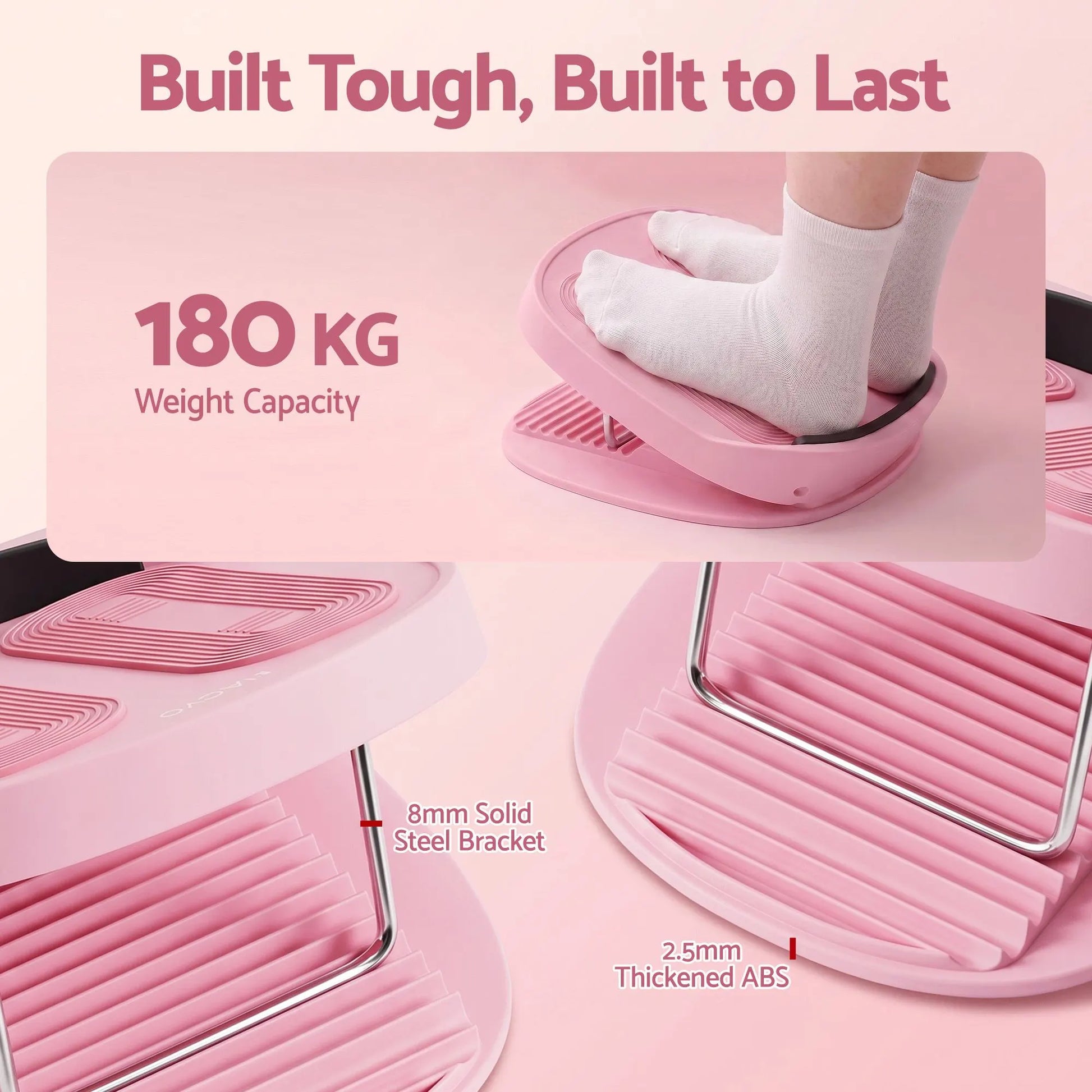 Everfit Slant Board, Balance Board, 14-Level Adjustable Incline Calf Stretcher for Stretching, Squats and Home Fitness Pink - Image 7
