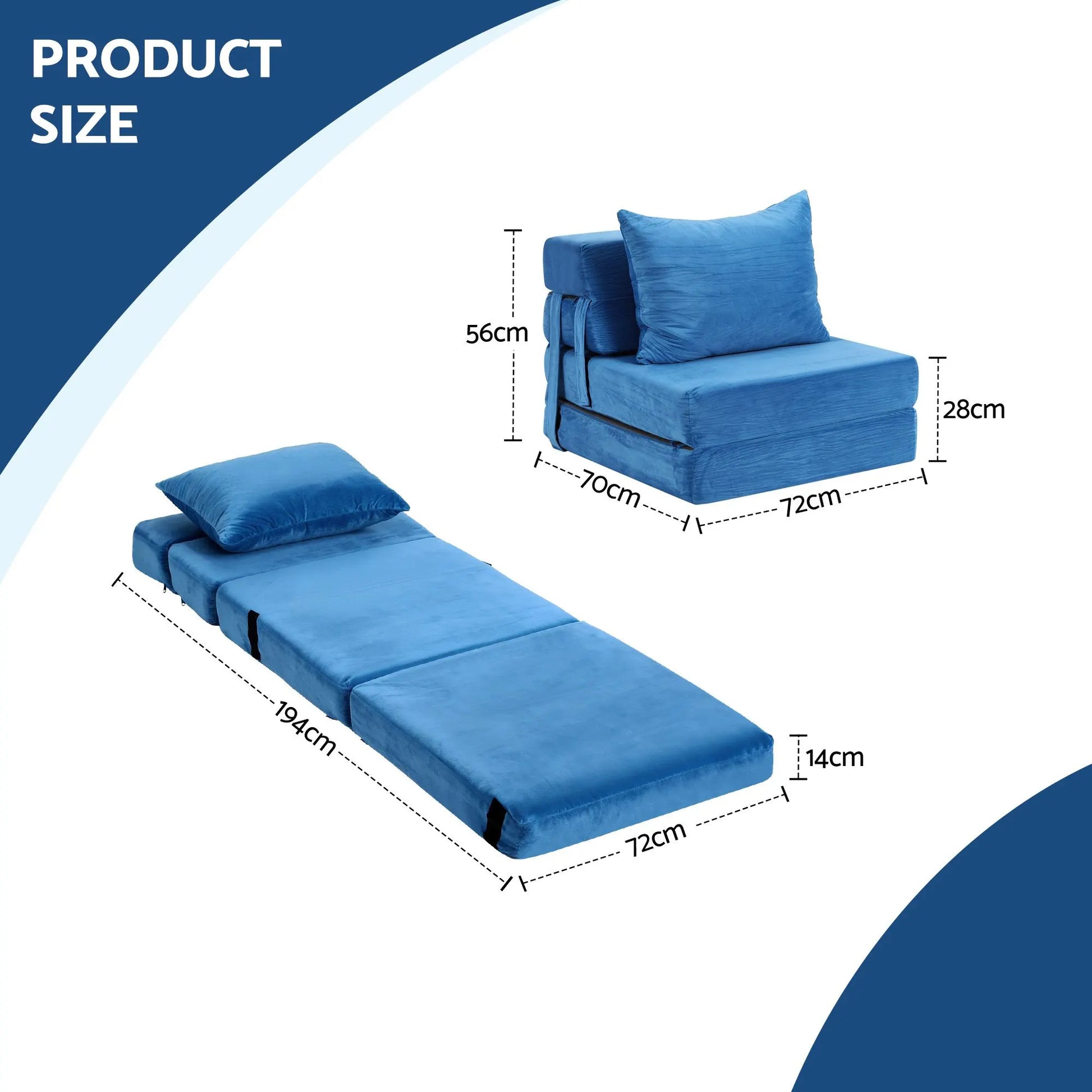 Artiss 2 Pack Folding Sofa Bed Armless Lounger Foam Floor Sofas Futons Couches - Image 2