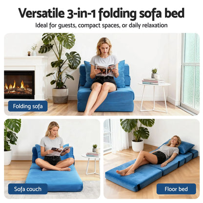 Artiss 2 Pack Folding Sofa Bed Armless Lounger Foam Floor Sofas Futons Couches - Image 3